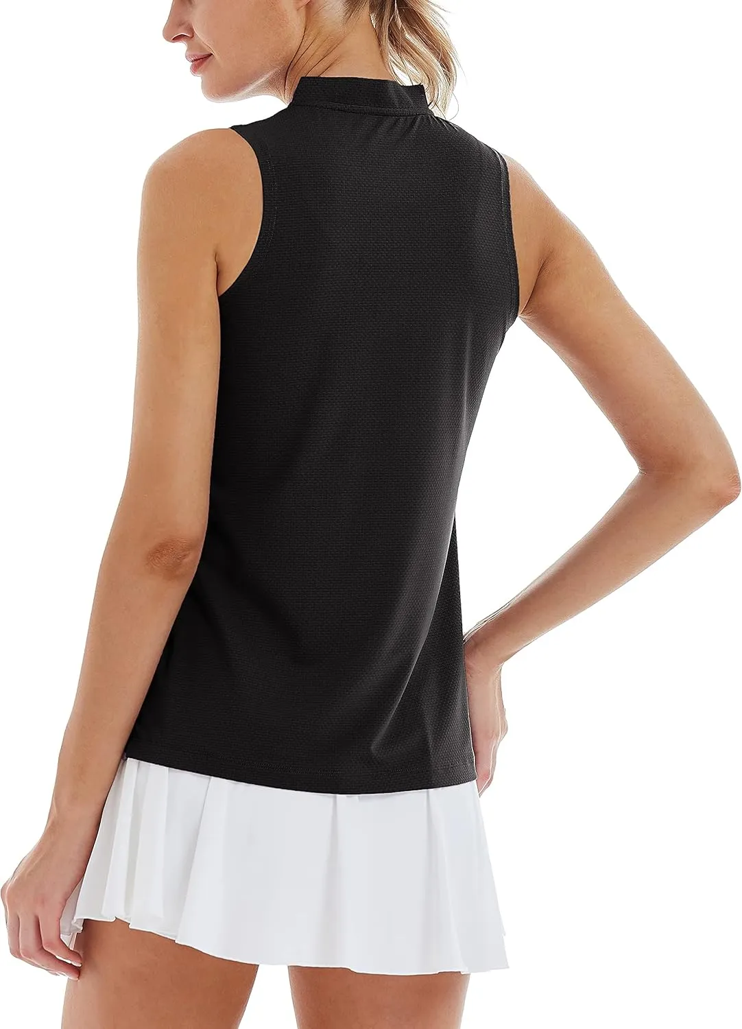 LastFor1 Women's Golf Polo Sleeveless Shirt Zip-Up UPF 50  UV Protection Athletic Tops Slim Fit Quick Dry Lightweight