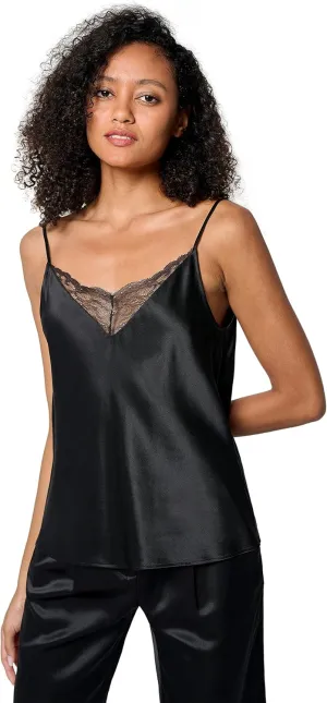 LilySilk Pure Silk Lace Camisole for Women 100% Silk Lingerie Base Layer Adjustable 2-in-1 Summer Tank Tops Ladies