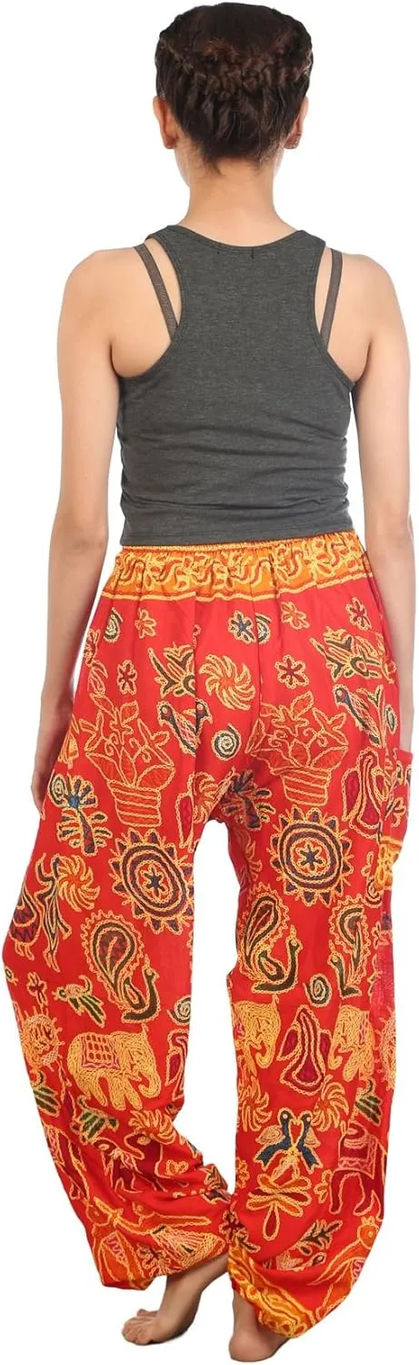 LOFBAZ Harem Pants for Women S-4XL Plus Elephant Yoga Boho Beach Lounge PJs