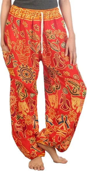 LOFBAZ Harem Pants for Women S-4XL Plus Elephant Yoga Boho Beach Lounge PJs