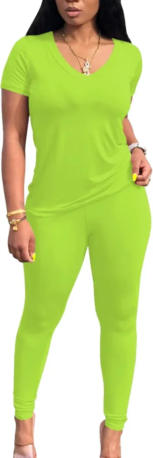 Lounge Sets for Women 2 Piece Summer Casual Jogger Workout Outfits Short Tops Long Pant Sweat suit leggings set