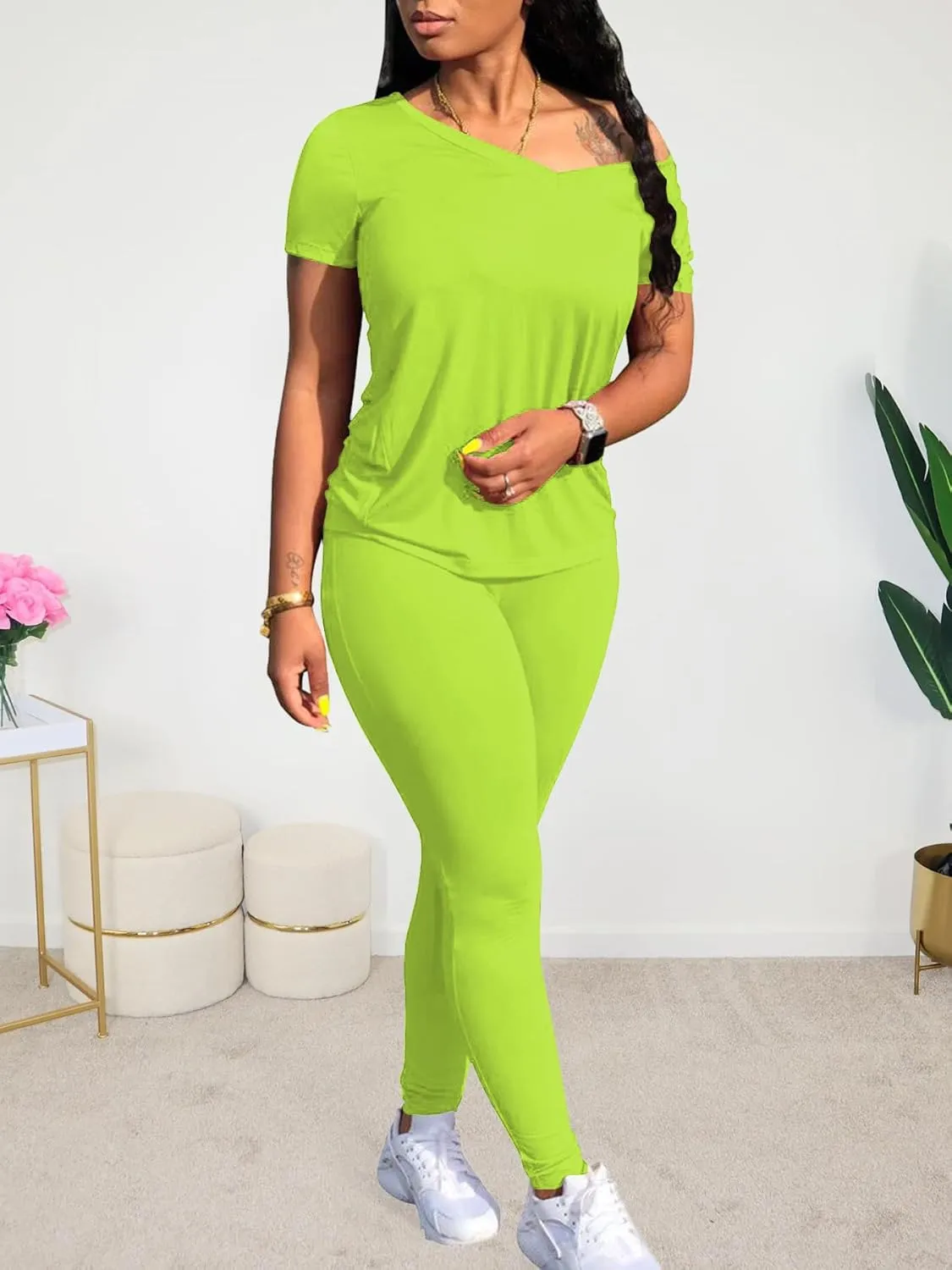 Lounge Sets for Women 2 Piece Summer Casual Jogger Workout Outfits Short Tops Long Pant Sweat suit leggings set