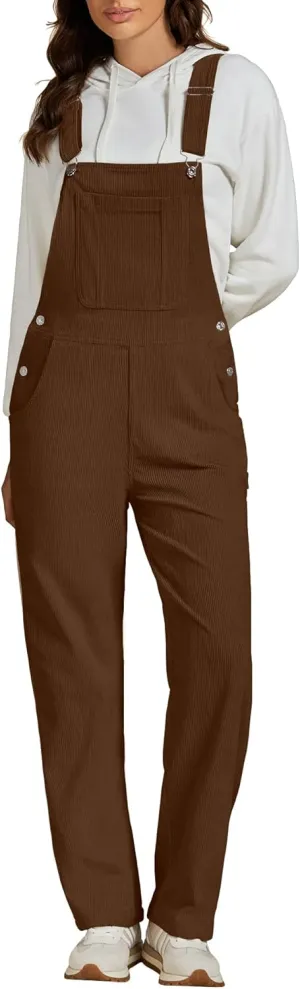 luvamia Corduroy Overalls for Women Bib Straight Leg Baggy Carpenter Adjustable Strap Fall Jumpsuit Overalls with Pocket