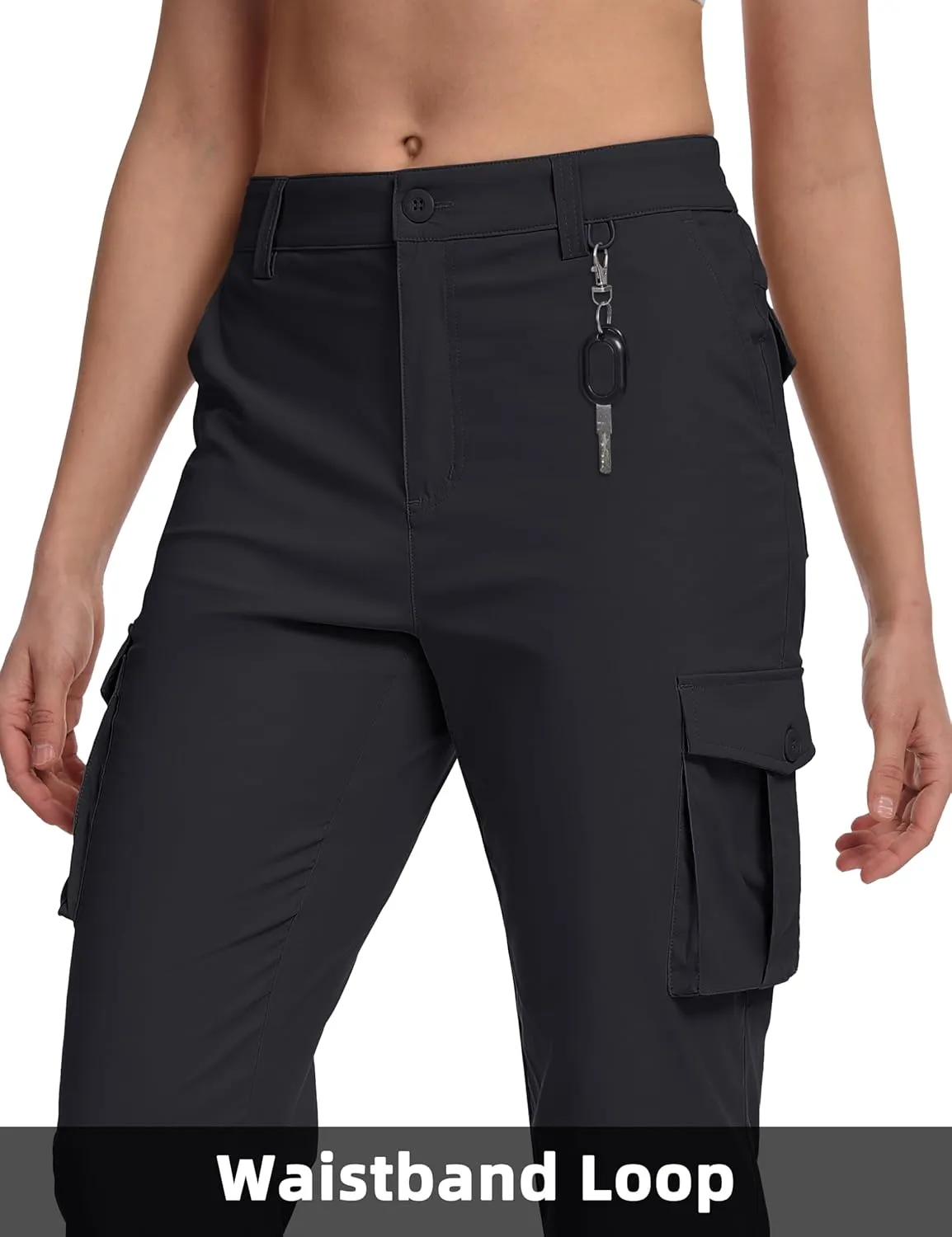 MAGCOMSEN Women's Cargo Capris Pants with 6 Pockets Lightweight Water Resistant Hiking Travel Pants Summer Casual