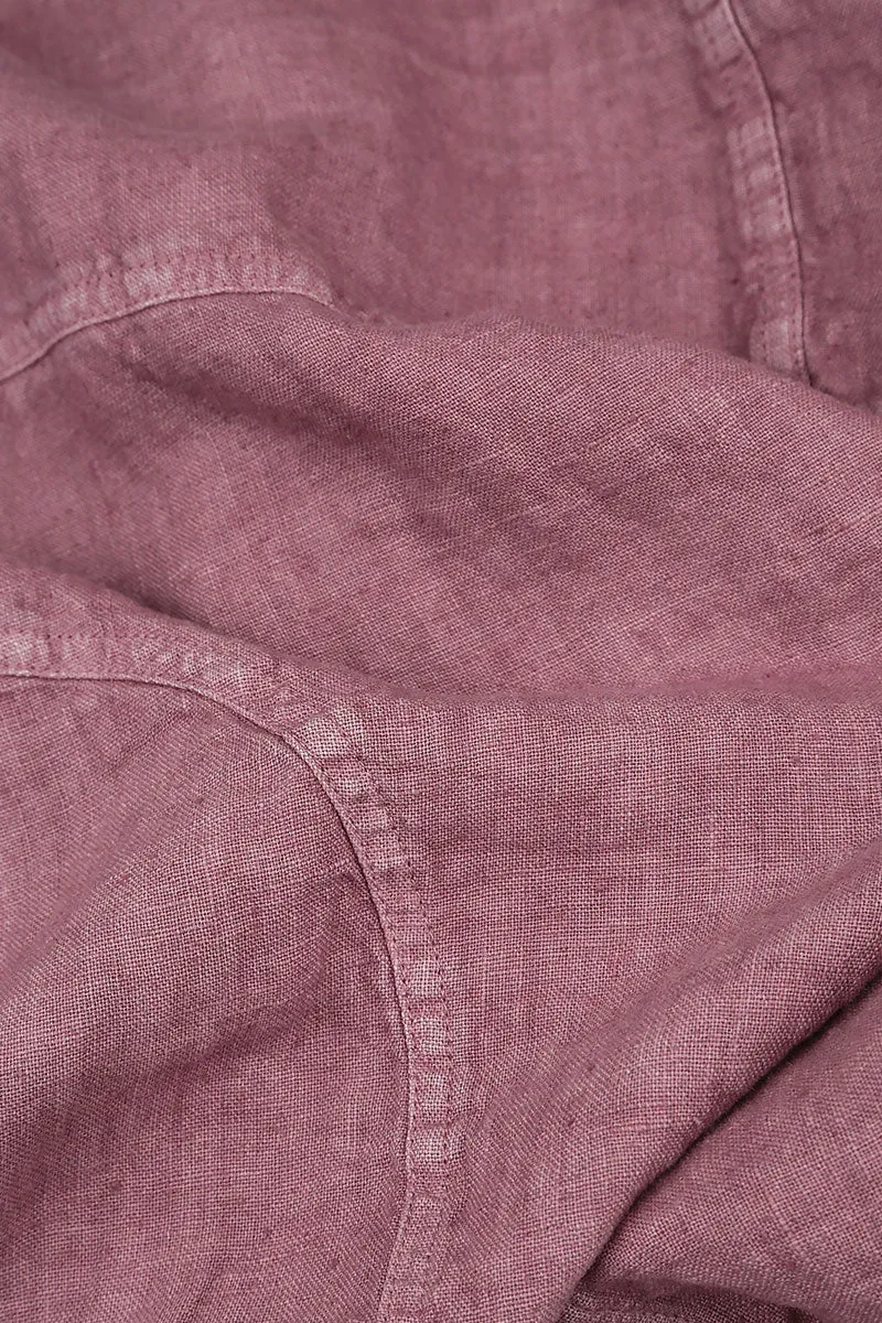 Mauve Taupe Off-Dye Linen Bomber Jacket