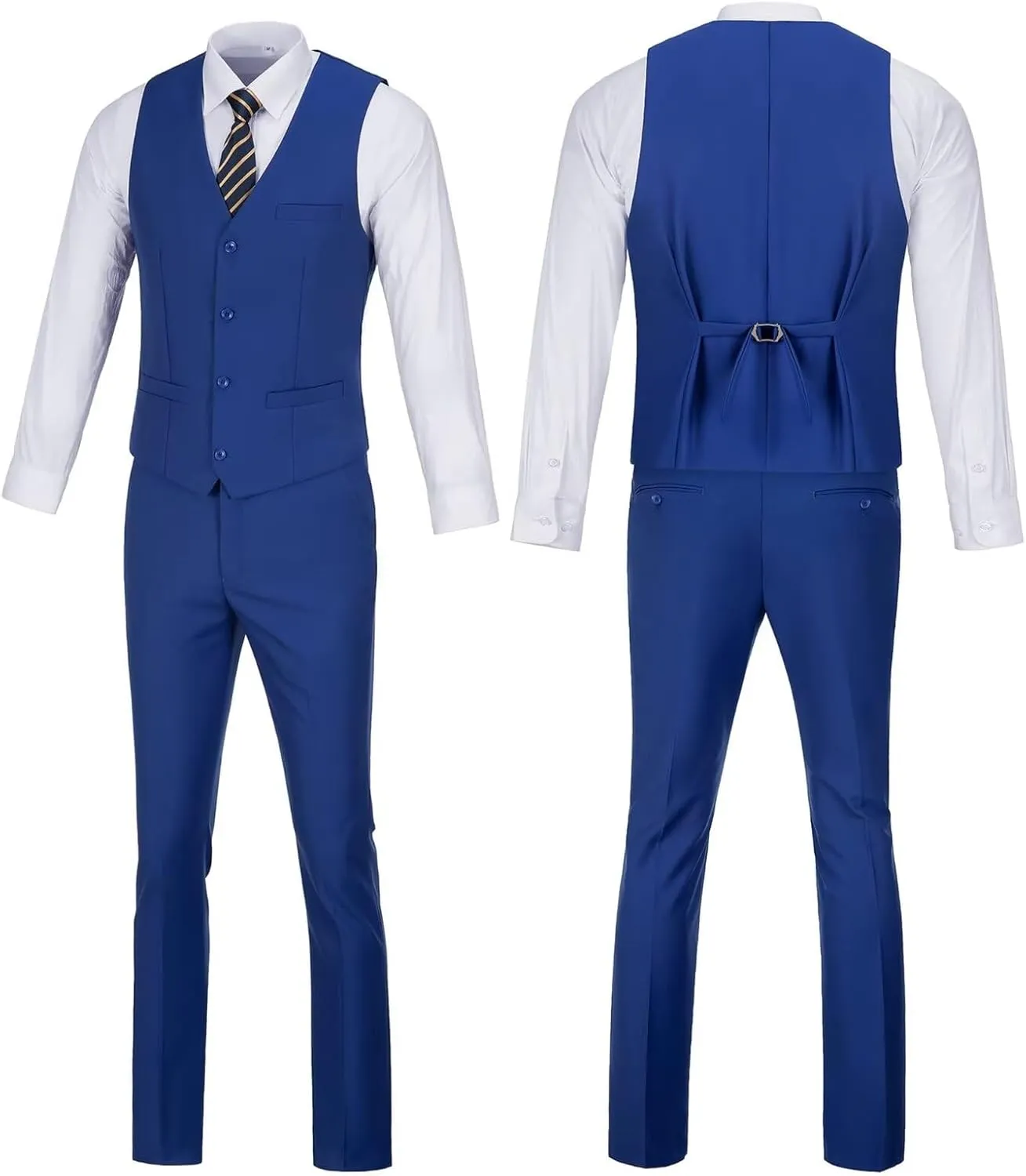 Men's 2 Piece Vest Pants Set Slim Fit Wedding Suit for Men with Tie Tuxedo Set for Business Christmas