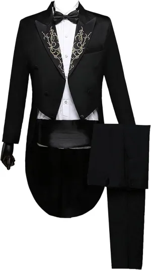 Mens 2 Pieces Luxury Embroidered Suits 1 Button Print Dinner Tuxedo Jacket Prom Wedding Elegant Blazer Dress Suit