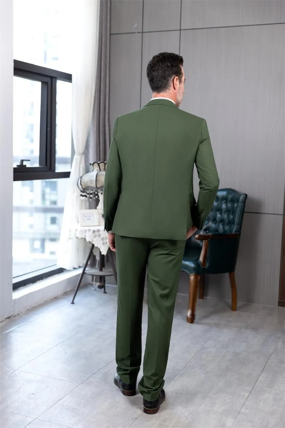 Men's 3 Piece Regualr Fit One Button Formal Business Men Suit Groomsman Tuxedos for Wedding(Blazer Vest Pant)
