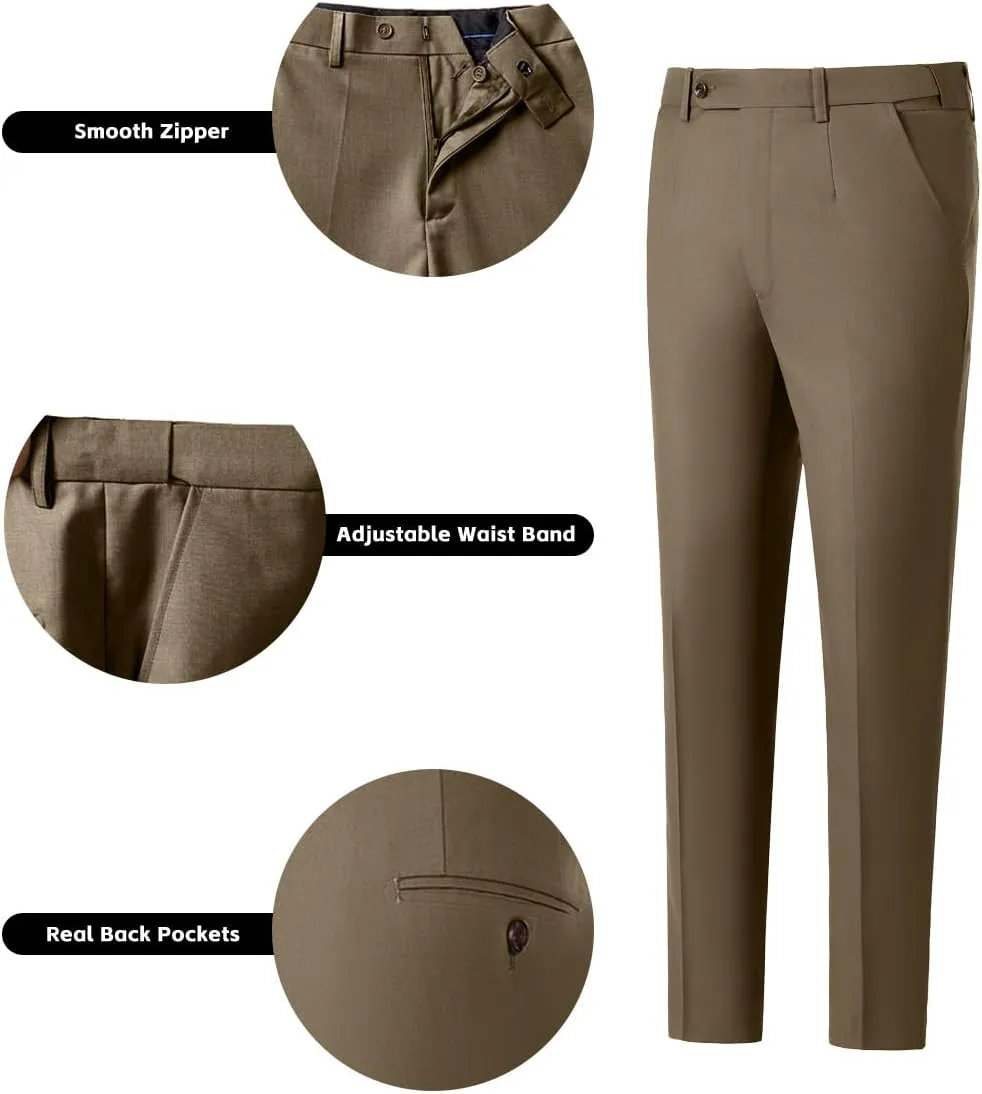 Mens 3 Piece Slim Fit Suit Set, Double Breasted Blazer Vest Pants Business Tuxedo Dress