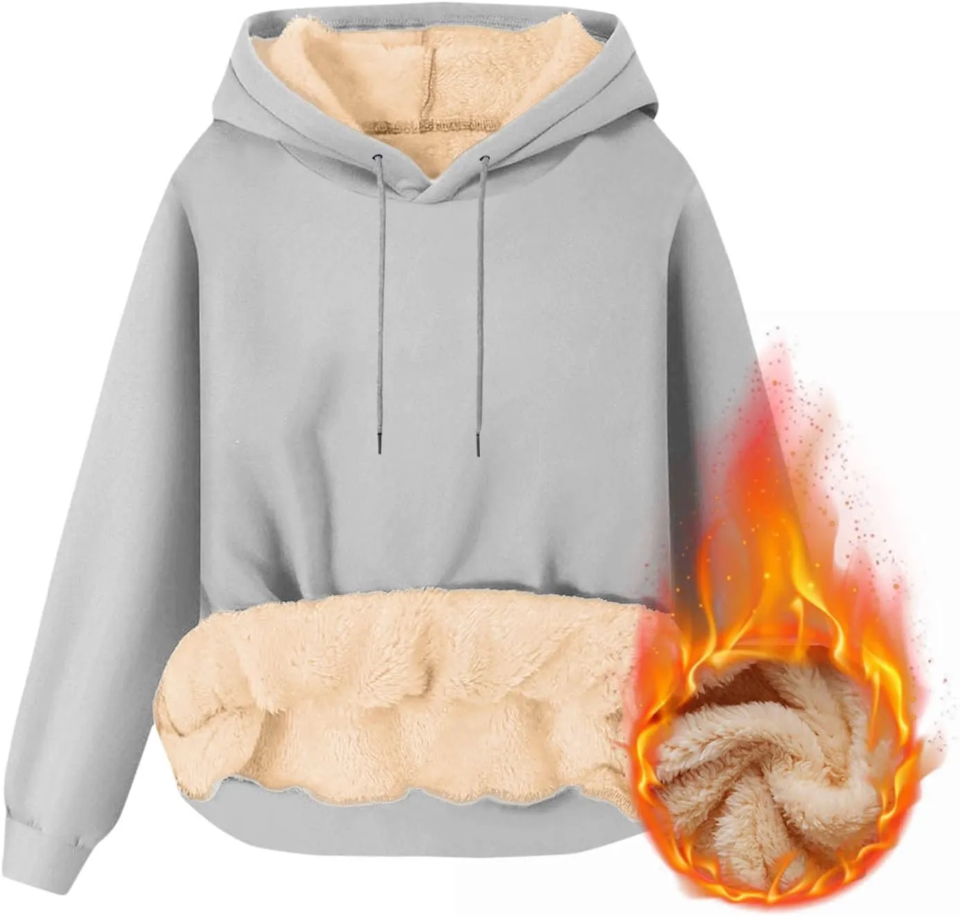 Mens Fleece Pullover Fleece Lined Heavy Weight Hoodie Heavy Duty Winter Hooded Sweatshirt Thermal Warm Sweatshirts
