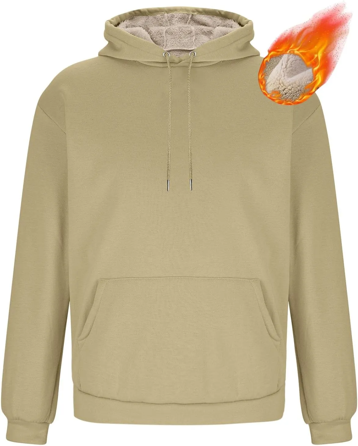 Mens Hoodies Heavyweight Fleece Lined Hoodie Warm Winter Pullover Thermal Hooded Sweatshirt with Kangaroo Pocket