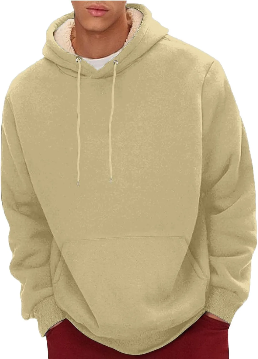 Mens Hoodies Heavyweight Fleece Lined Hoodie Warm Winter Pullover Thermal Hooded Sweatshirt with Kangaroo Pocket