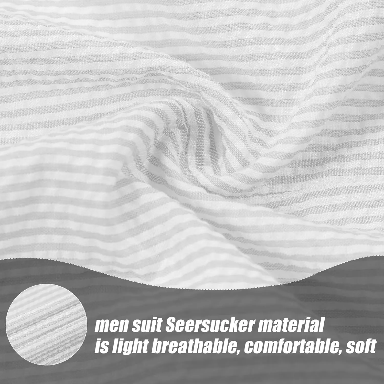 Mens Suit Summer Seersucker 2 Piece Double Breasted Buckle Striped Tuxedos for Men Wedding Suits Cotton Beach Party