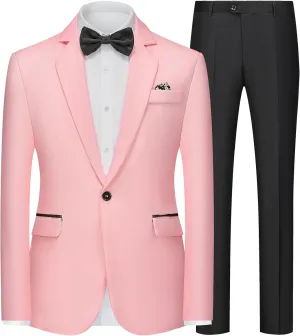 Mens Suits Slim Fit 2 Piece Dress Suits Tuxedo Jacket Blazer Pants Set for Wedding Business Prom