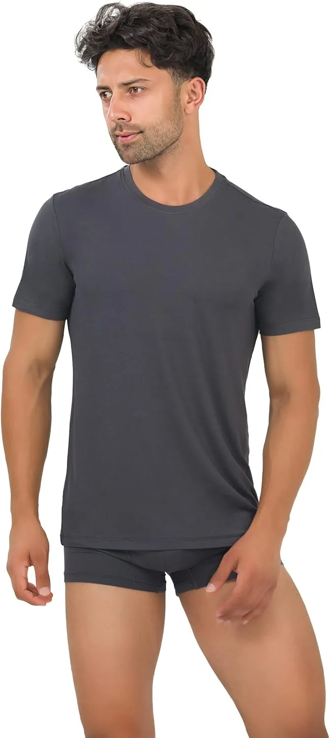 Men's T-Shirts Rayon Made from Bamboo - Modern Fit, Moisture Wicking Undershirt - Crewneck/V-Neck Tees, 3-Pack