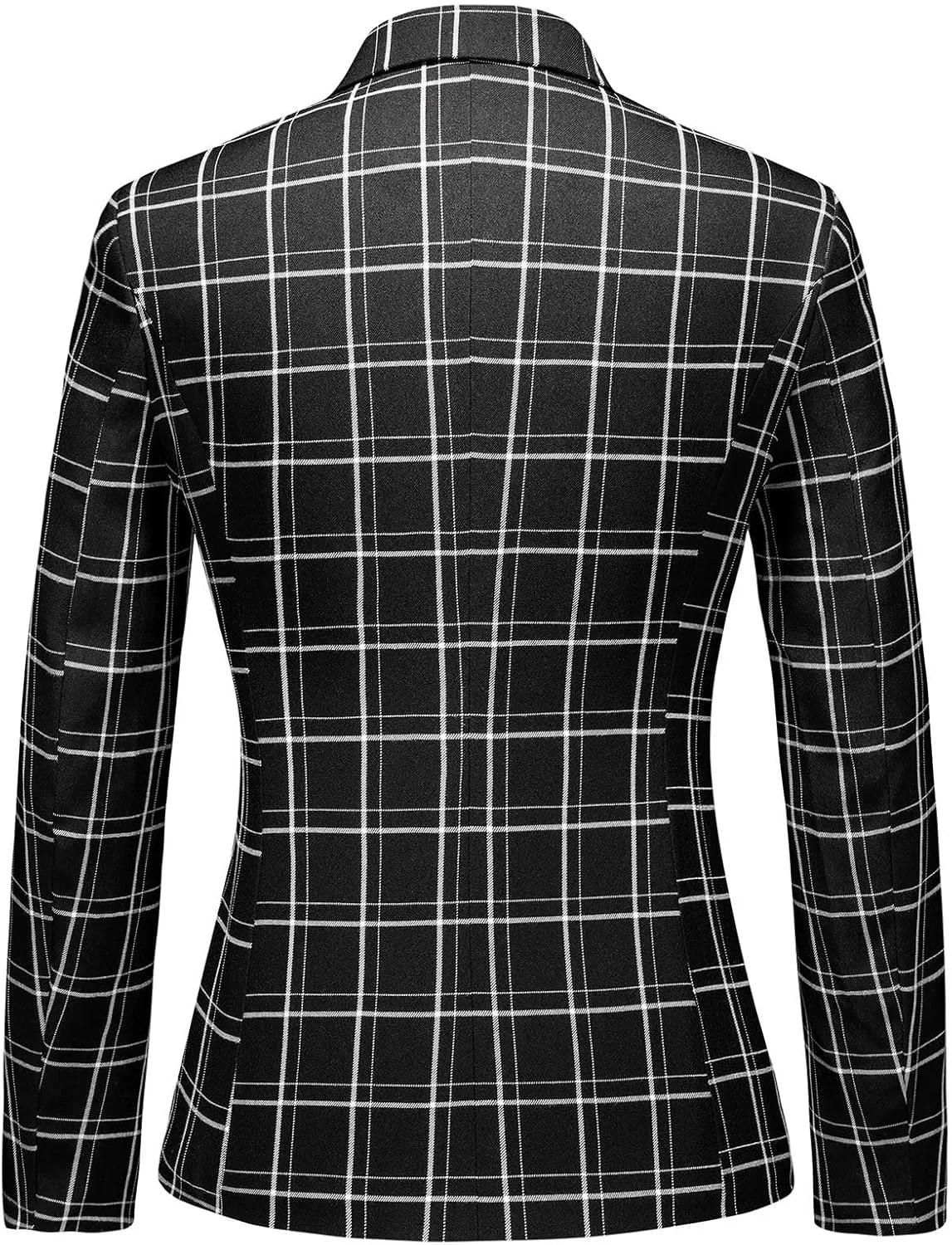MODFUL Women's 2 Piece Business Plaid Suit Set Office One Button Slim Fit Blazer with Pant