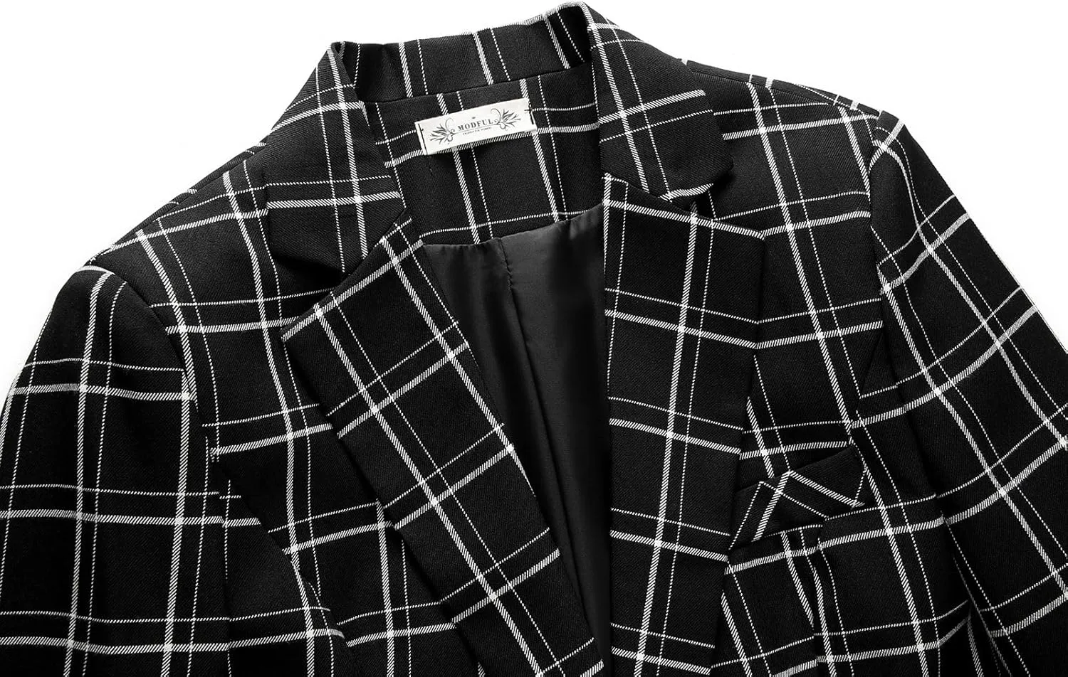 MODFUL Women's 2 Piece Business Plaid Suit Set Office One Button Slim Fit Blazer with Pant