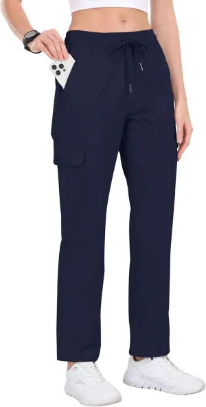 MoFiz Women's Cargo Hiking Pants with Pockets Athletic Capris Pants for Women Quick Dry Lightweight Water Resistant