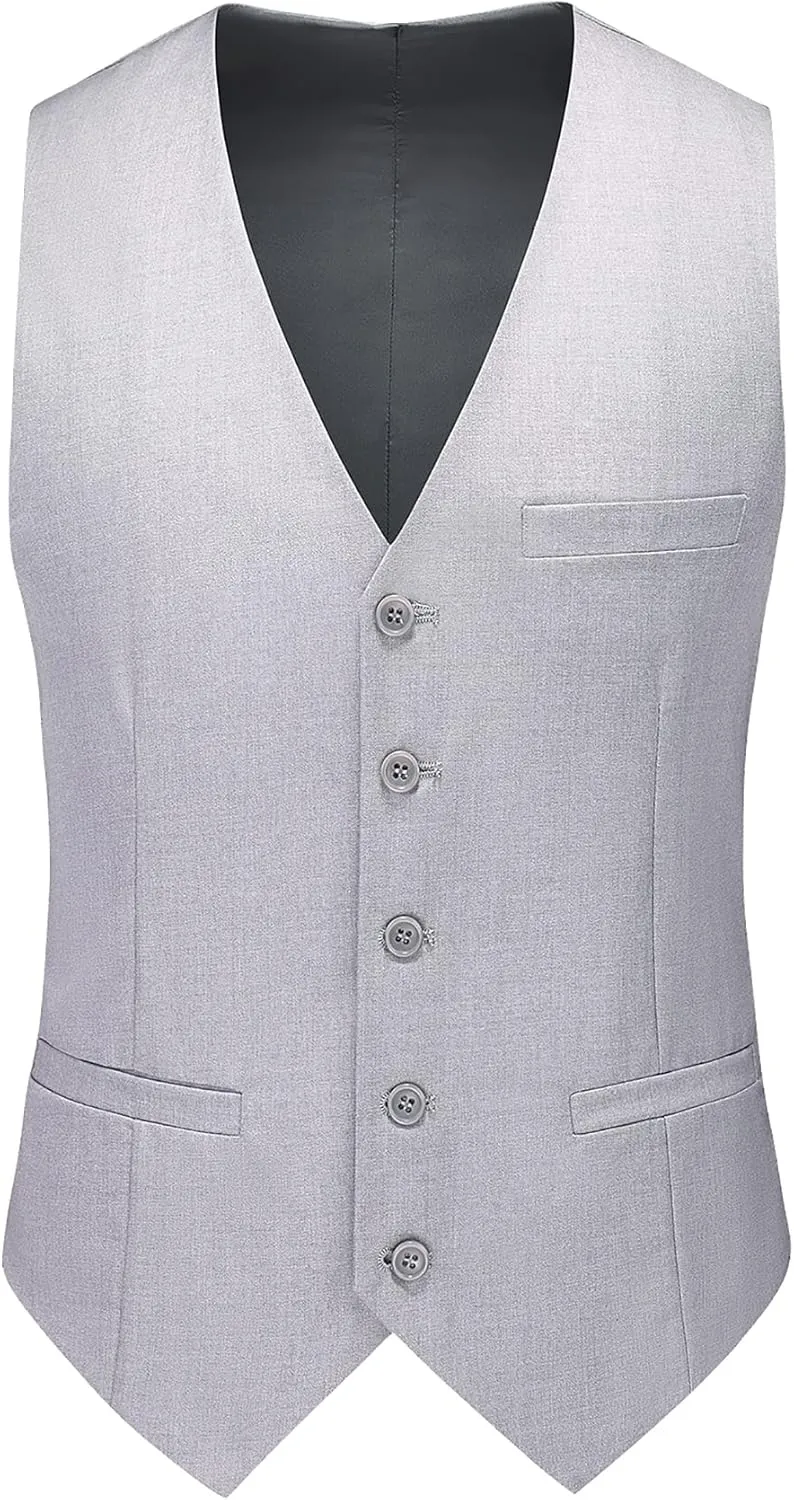 MOGU Mens 3 Piece Dress Suit Slim Fit One Button Side Vents Tuxedo