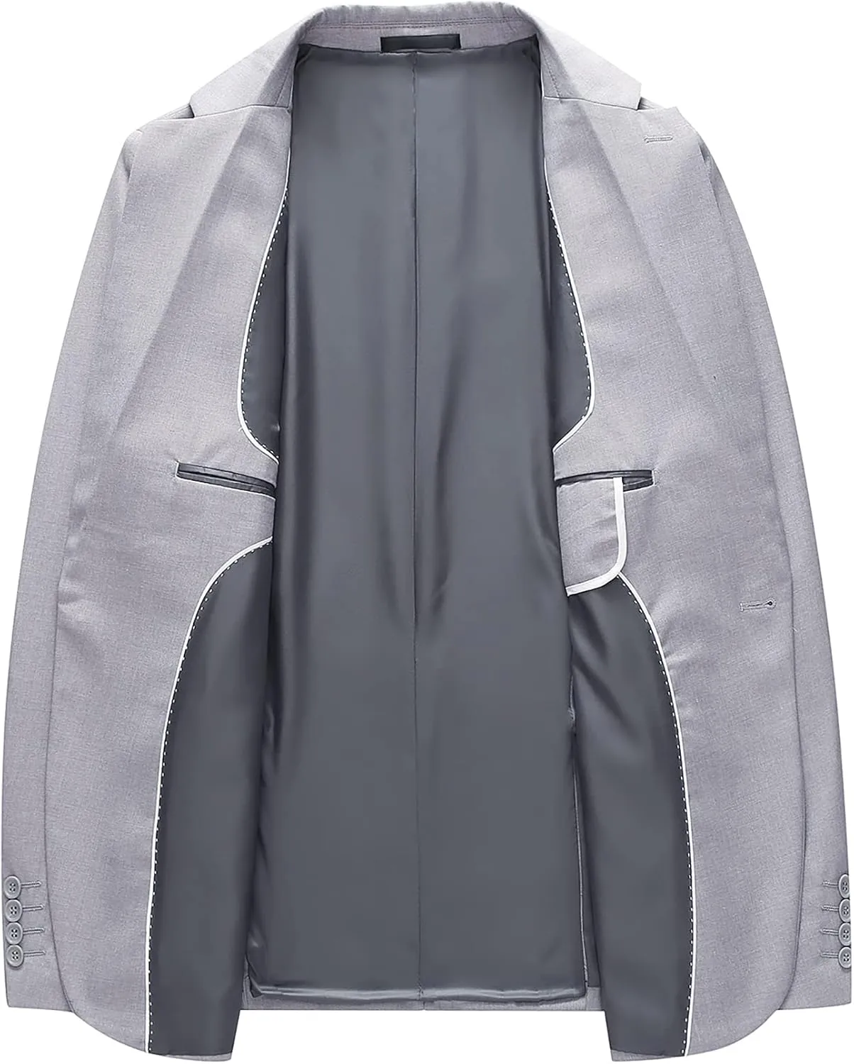MOGU Mens 3 Piece Dress Suit Slim Fit One Button Side Vents Tuxedo