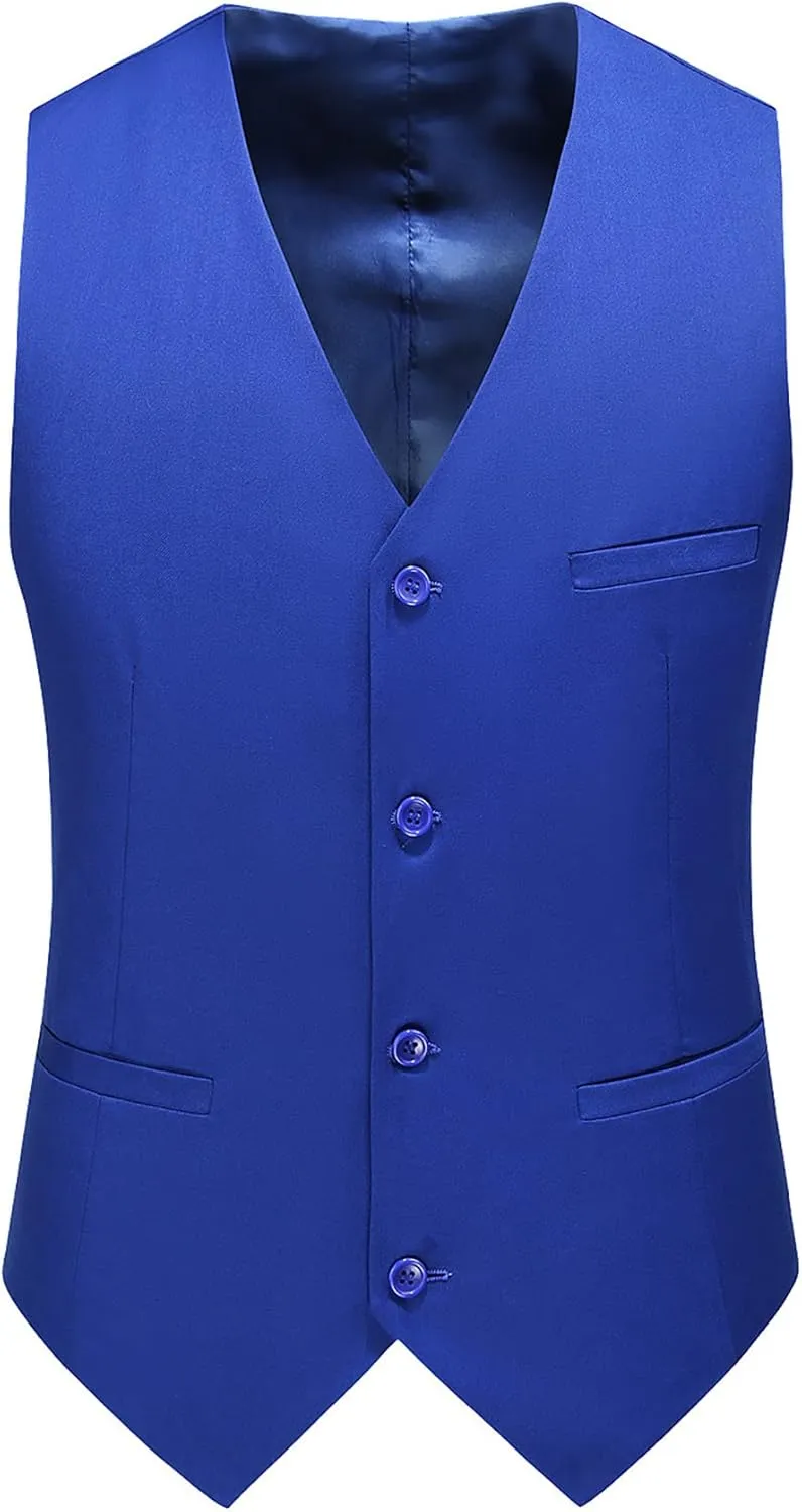 MOGU Mens 3 Piece Suit Double Breasted Slim Fit Tuxedo Solid Color Formal Dress for Party Wedding Prom
