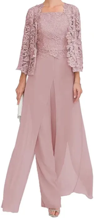Mother of The Bride Pants Suits 3 Pieces Formal Dresses Outfit Set Evening Gowns for Women Mother of The Groom Dresses RO16