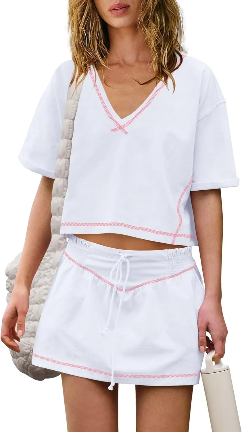 Panadila Womens Skirt Set 2 Piece Outfits Workout Sets Matching Sets Crop Tops and Skirt with Shorts Set with Pockets