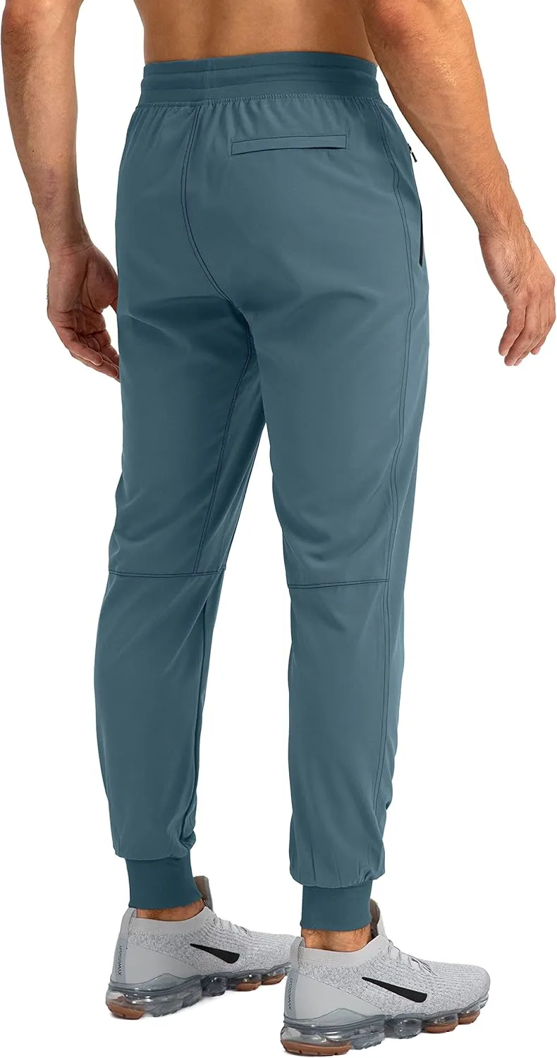 Pudolla Men's Lightweight Jogger Pants Workout Gym Running Pants with Zipper Pockets for Athletic Casual