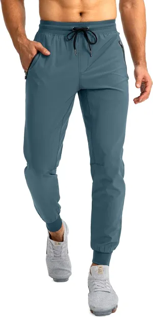 Pudolla Men's Lightweight Jogger Pants Workout Gym Running Pants with Zipper Pockets for Athletic Casual