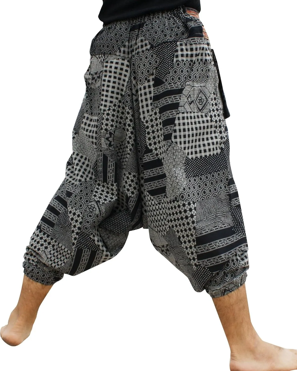 RaanPahMuang Premium Cotton Yoga Harem, Boho Pants for Women, with Side Pocket, Hippy Baggy Tribe Pants