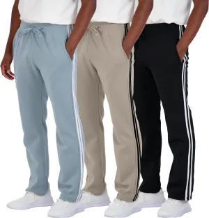 Real Essentials 3 Pack: Men's Tech Fleece Athletic Casual Open Bottom Sweatpants with Pockets (Available in Big & Tall)
