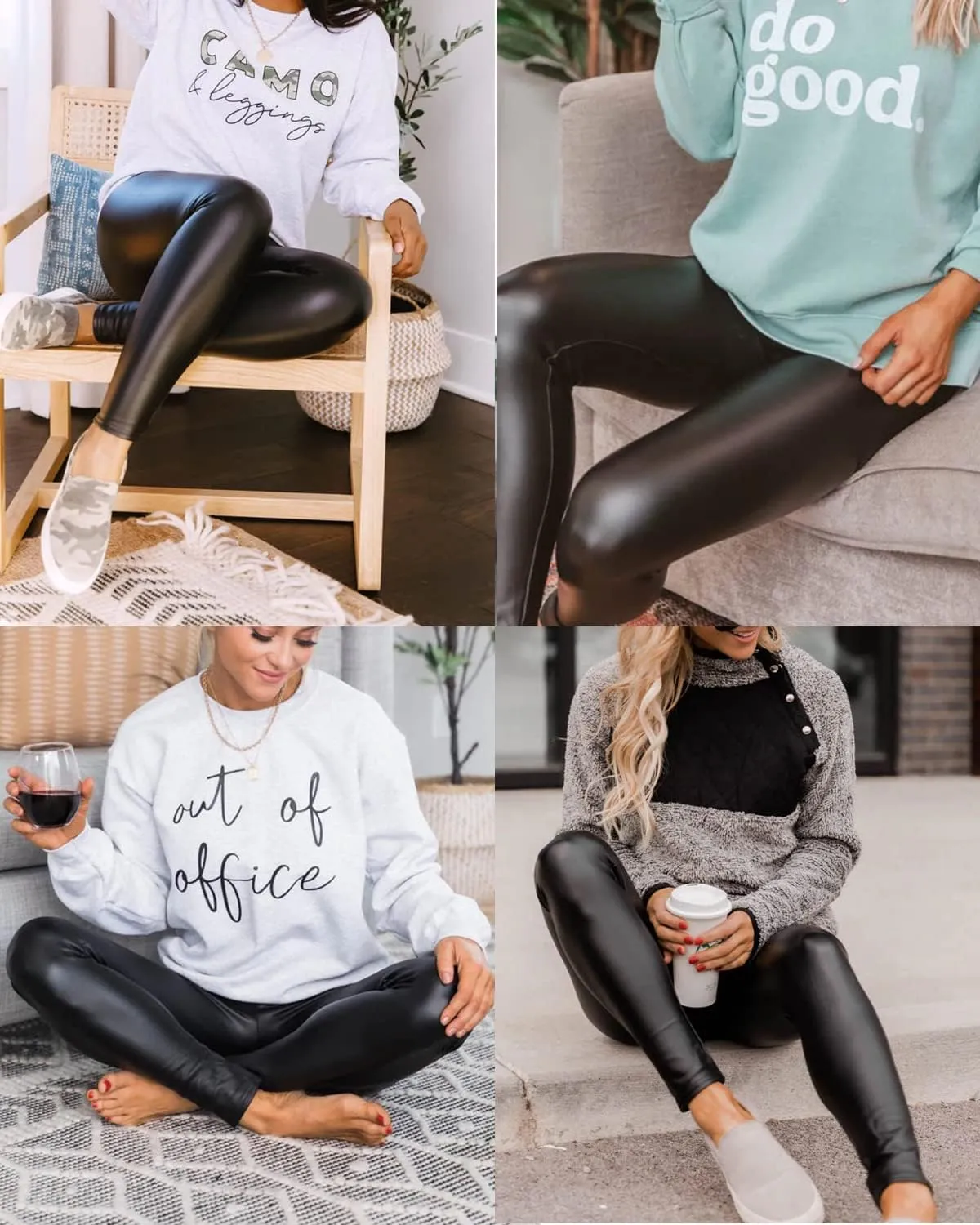 Retro Gong Faux Leather Leggings for Women Tummy Control High Waist Stretch Shiny Pleather Pants