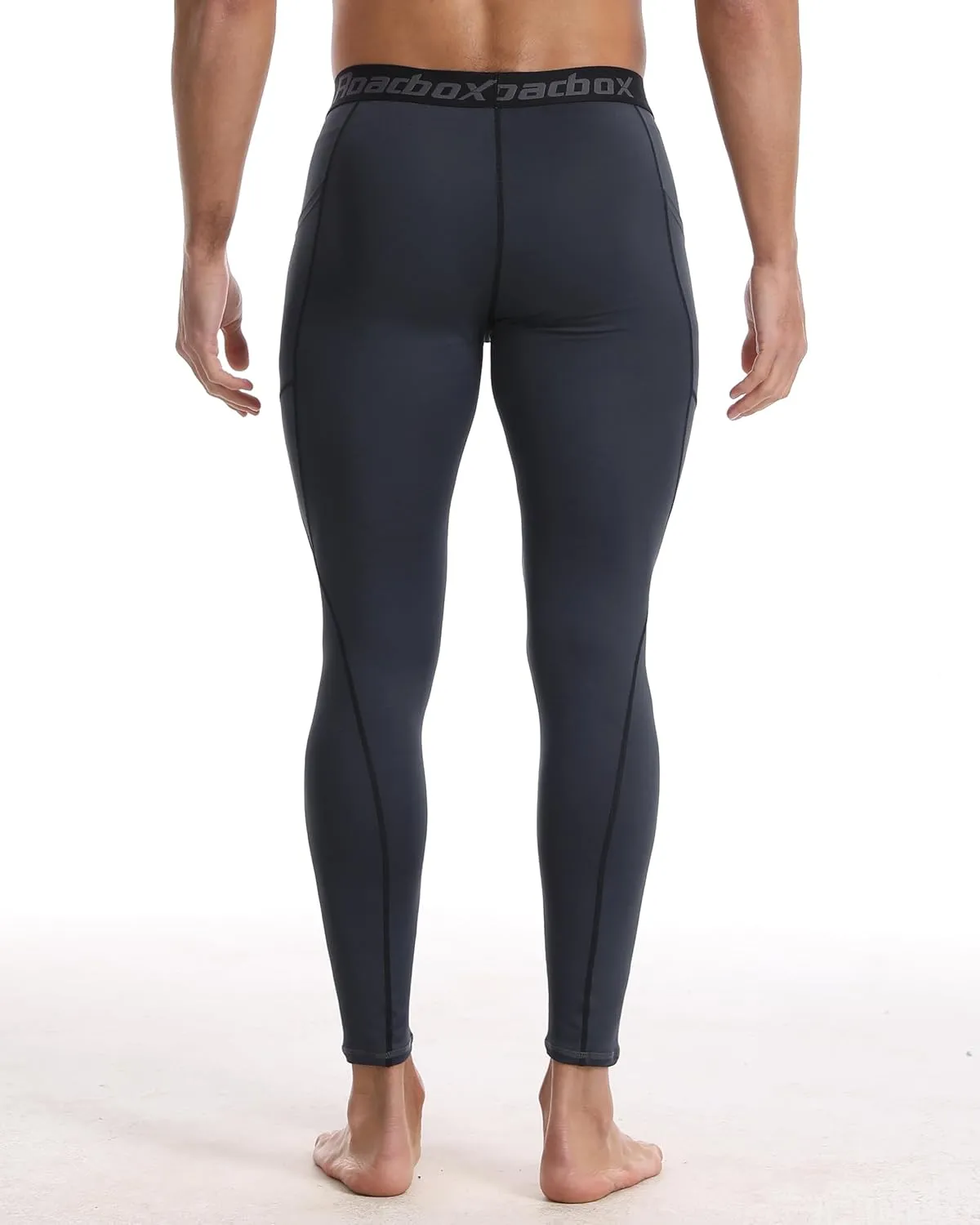 Roadbox 1 or 2 Pack Compression Pants Men, Running Workout Leggings with Pockets, Gym Basketball Athletic Tights Base Layer
