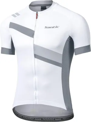 Santic Men's Cycling Jersey Shorts Sleeve Tops Pro Road Bike Bicycle Shirt Full Zip UPF 50  MTB Jersey with Pockets