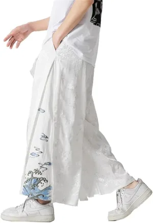 Seidarise Men's Baggy Wide Leg Pants Casual Harem Linen Japanese Yoga