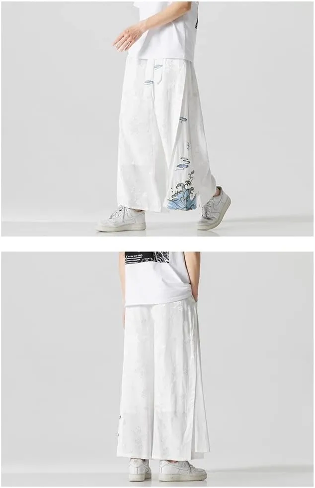 Seidarise Men's Baggy Wide Leg Pants Casual Harem Linen Japanese Yoga