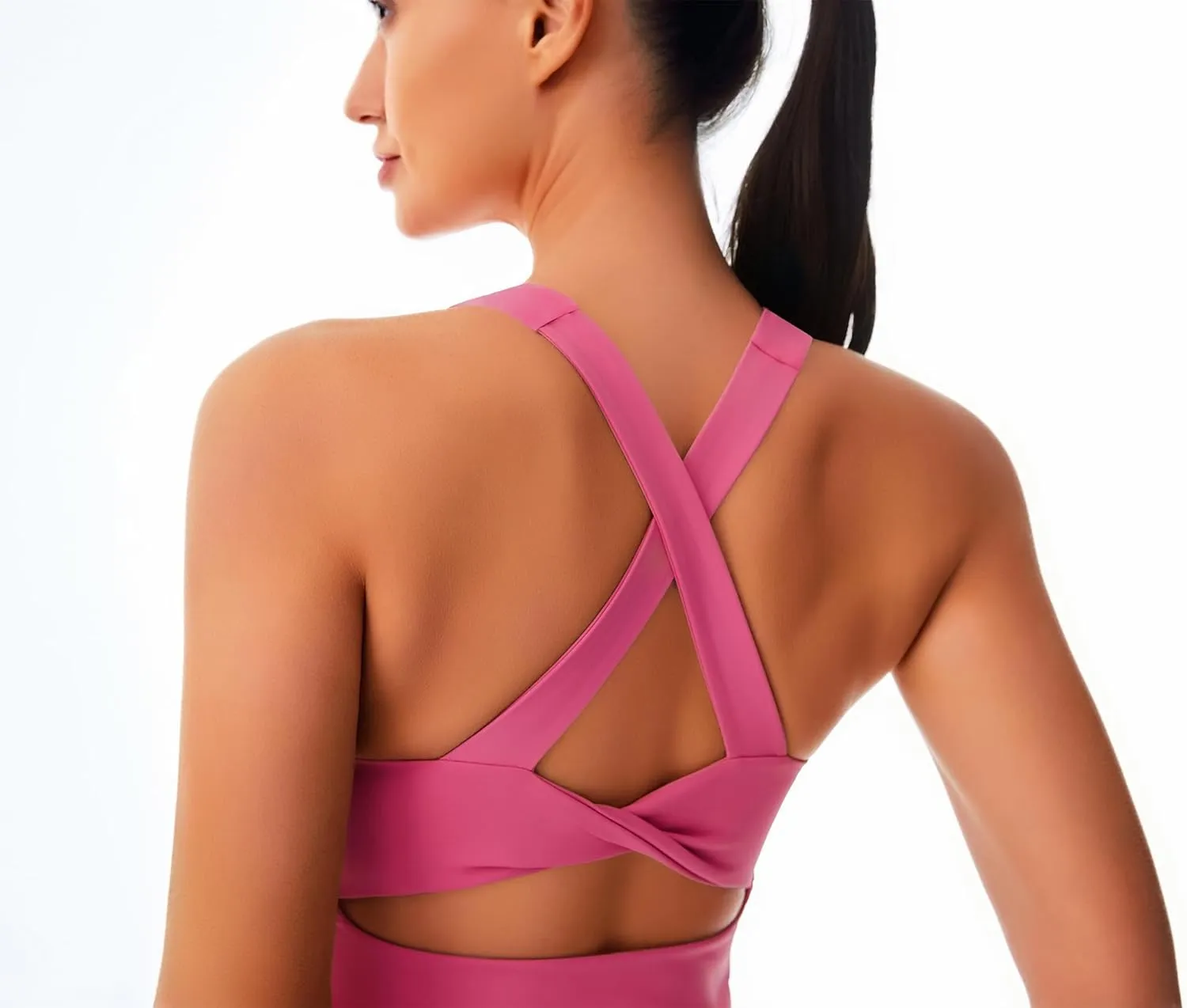 Smooth Workout Tank Top with Built-in Bra Cross Back Athletic Yoga Tops Stretchy Sports Camisole for Gym Pilates