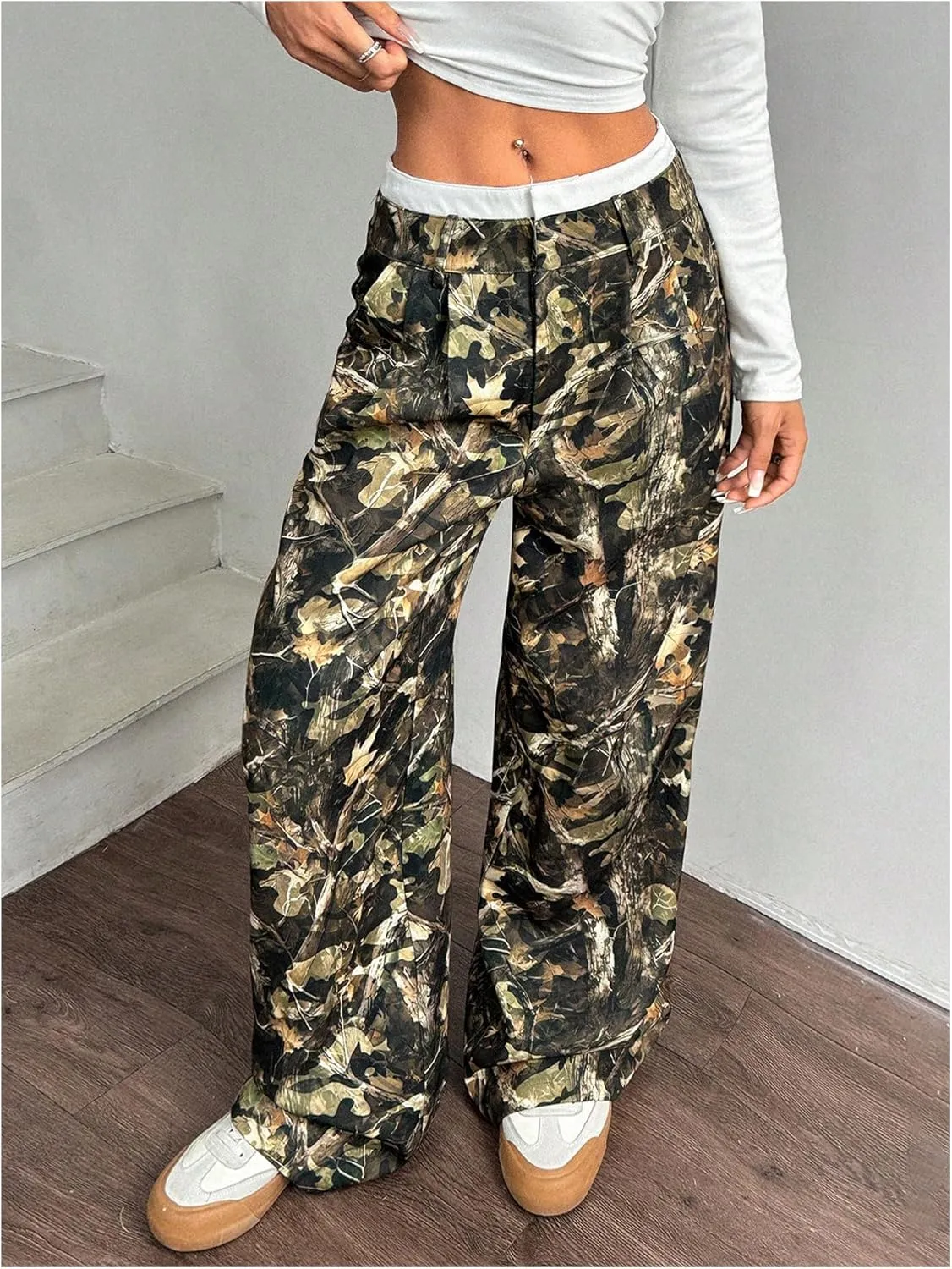 SOLY HUX Women's Striped Pants Color Block High Waisted Wide Leg Casual Work Office Long Trousers