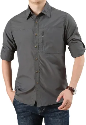 Spring Summer Quick Dry Long Sleeve Cargo Shirt Men's Large Size Outdoor Hiking Sports Tactical Shirt Military Tops Male