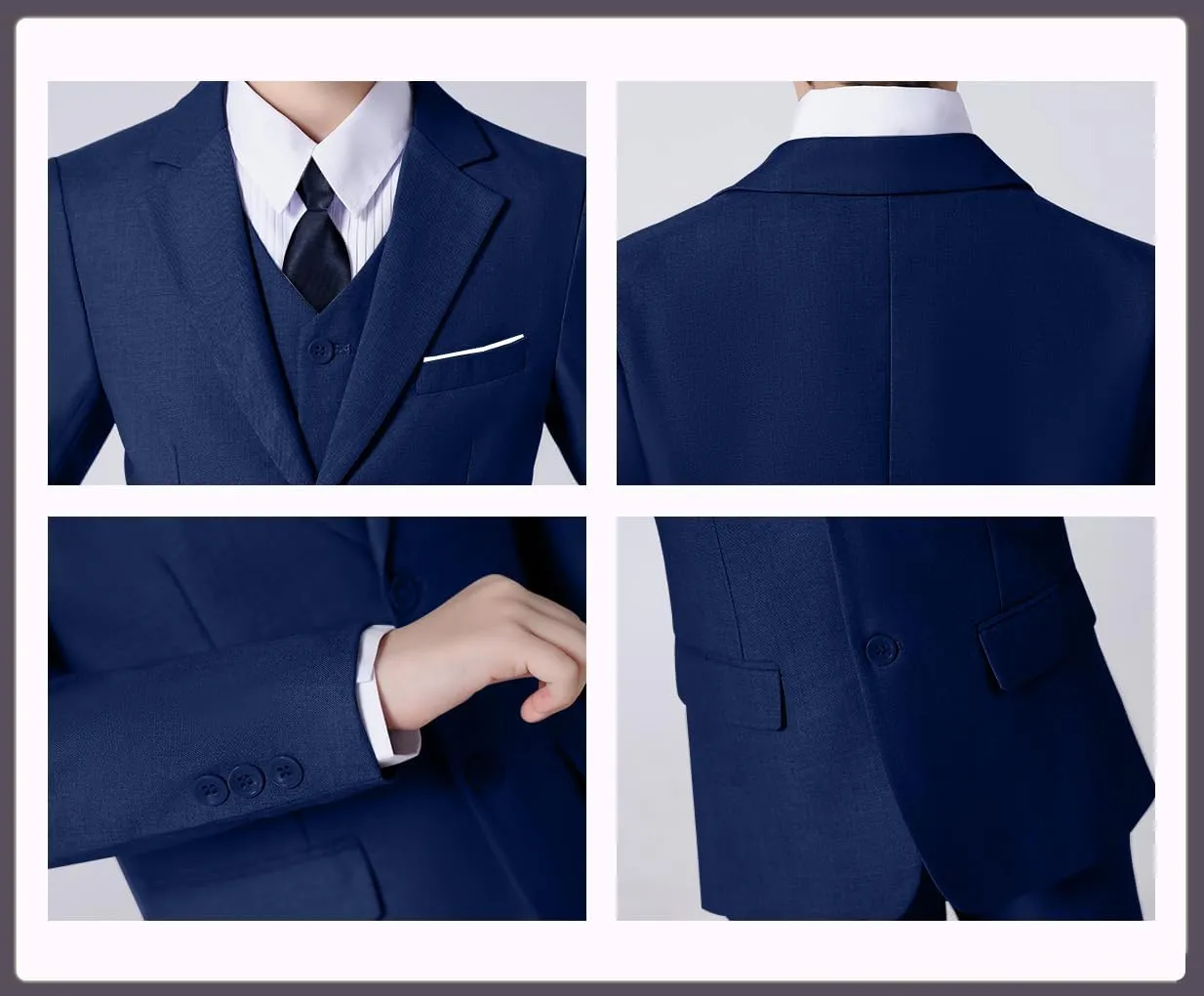 Suit for Boy Formal Slim Fit Tuxedo 5 Pieces Kids Toddler Wedding Outfit Blazer Pants Vest Set Boys Suits