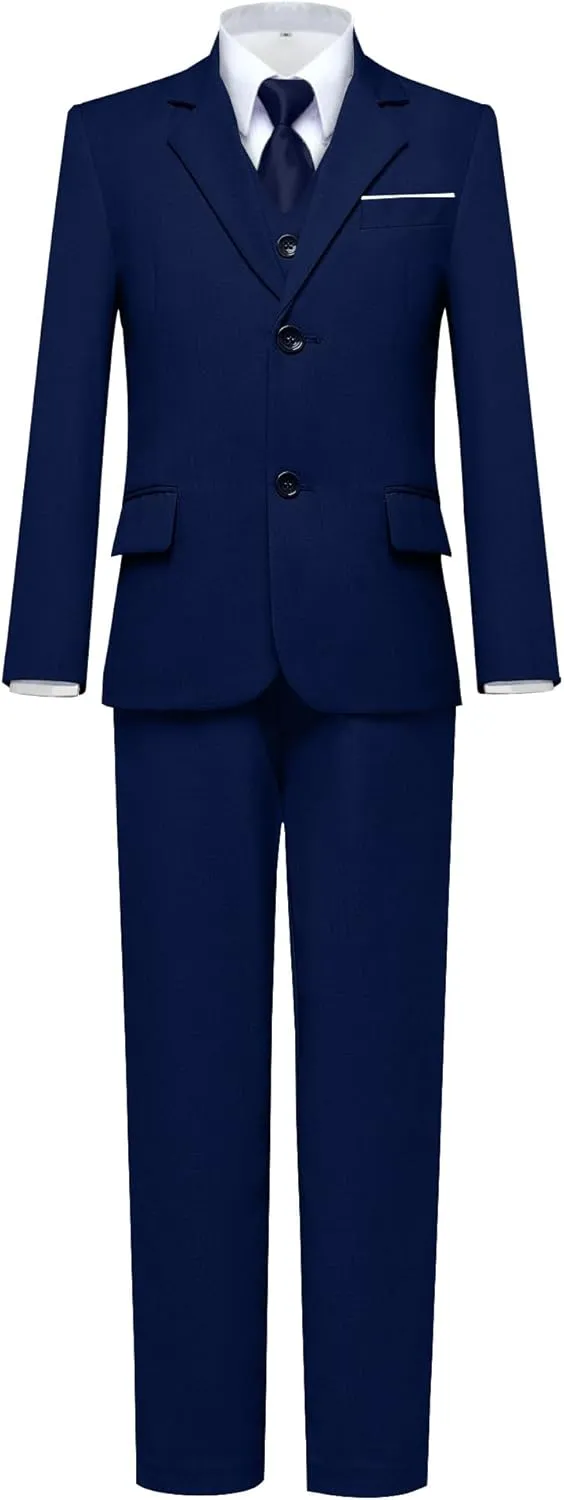 Suit for Boy Formal Slim Fit Tuxedo 5 Pieces Kids Toddler Wedding Outfit Blazer Pants Vest Set Boys Suits