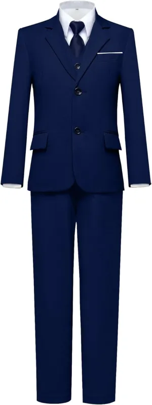 Suit for Boy Formal Slim Fit Tuxedo 5 Pieces Kids Toddler Wedding Outfit Blazer Pants Vest Set Boys Suits