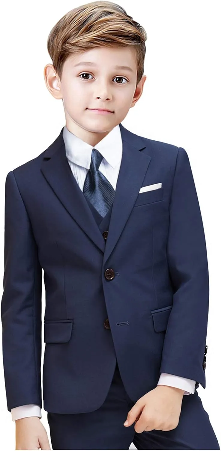 Suit for Boy Formal Slim Fit Tuxedo 5 Pieces Kids Toddler Wedding Outfit Blazer Pants Vest Set Boys Suits