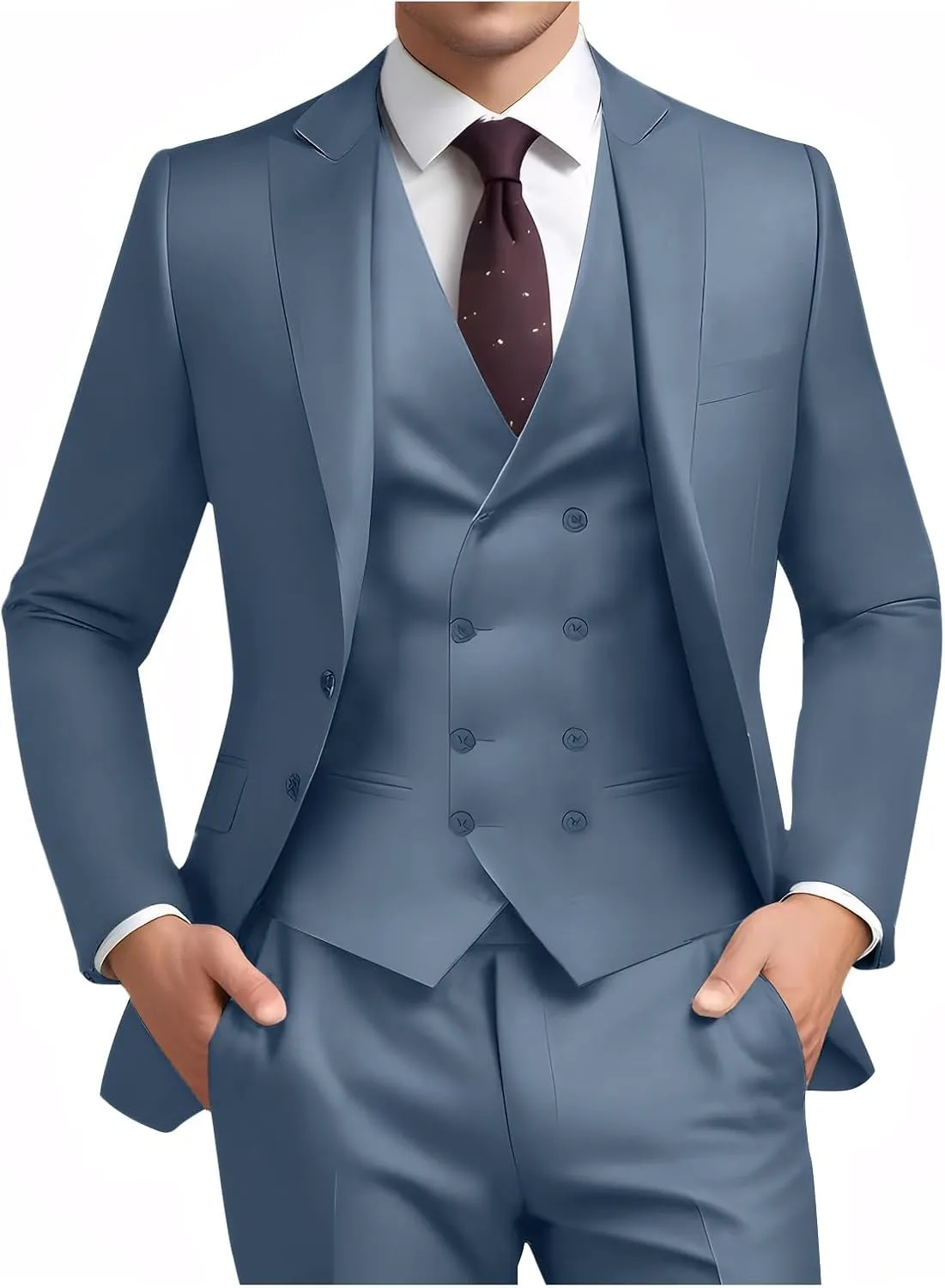 Suit for Men Wedding Slim Fit 3 Piece Set Blazer Jacket Vest Pants Tuxedo Suits for Groomsmen Business Prom Party Sport Coat