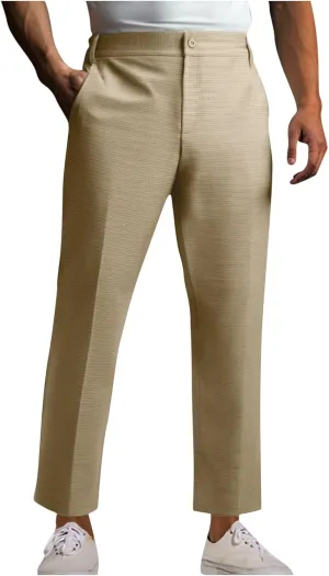 Suit Pants for Men Big and Tall Loose Casual Business Formal Dress Pant Texture Expandable Waist Flat Front Trousers