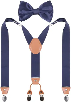 Suspenders Bow Tie for Mens and Women Heavy Duty Elastic Wide Suspenders Strong 4 Metal Clips Adjustable