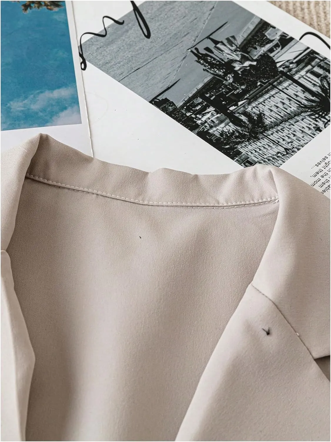 SweatyRocks Women's Short Sleeve Blazer Lapel Button Down Lightweight Casual Business Jacket