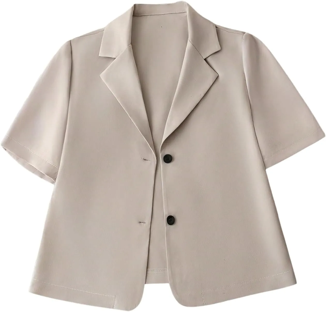 SweatyRocks Women's Short Sleeve Blazer Lapel Button Down Lightweight Casual Business Jacket