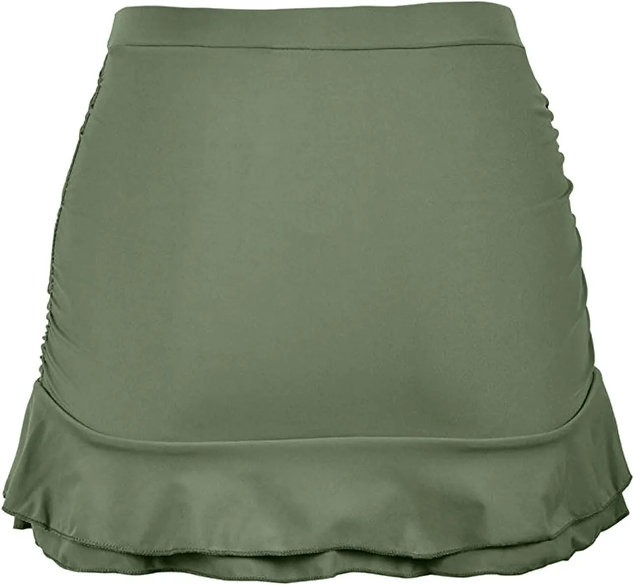 Swim Skirt for Women High Waisted Ruffle Ruched Swimsuits Skirt Bathing Suits Bottoms with Built-in Brief Swim Shorts