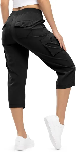 TBMPOY Womens Cargo Capris Lightweight Hiking Pants 6 Pockets Quick Dry Casual Outdoor Trip Loose Shorts Cropped Cotton